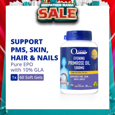 OCEAN HEALTH - Evening Primrose Oil Softgel 1000mg (Supports PMS, Skin, Hair & Nails + Halal) 60s