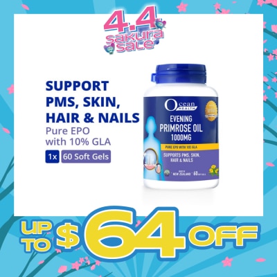 OCEAN HEALTH - Evening Primrose Oil Softgel 1000mg (Supports PMS, Skin, Hair & Nails + Halal) 60s