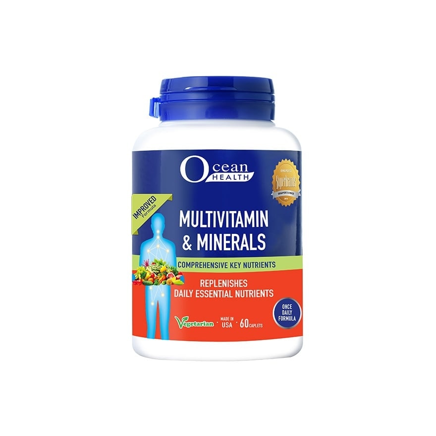 Multivitamin & Minerals Caplet (Supports Immunity & Energy Production, Replenishes Daily Nutrients + Vegetarian) 60s