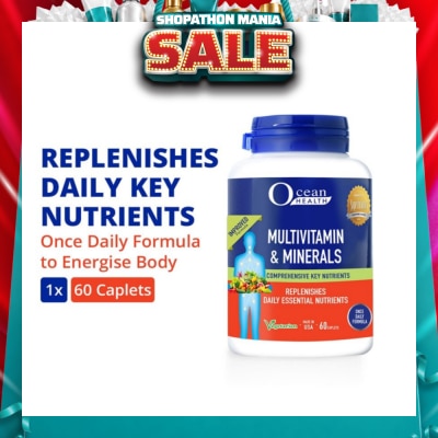 OCEAN HEALTH - Multivitamin & Minerals Caplet (Supports Immunity & Energy Production, Replenishes Daily Nutrients + Vegetarian) 60s