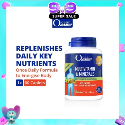 OCEAN HEALTH - Multivitamin & Minerals Caplet (Supports Immunity & Energy Production, Replenishes Daily Nutrients + Vegetarian) 60s image