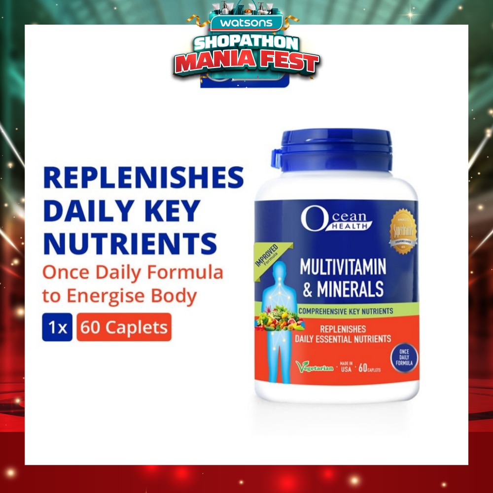 Multivitamin & Minerals Caplet (Supports Immunity & Energy Production, Replenishes Daily Nutrients + Vegetarian) 60s