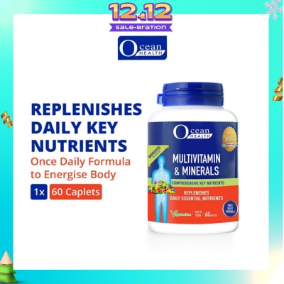OCEAN HEALTH Multivitamin & Minerals Caplet (Supports Immunity & Energy Production, Replenishes Daily Nutrients + Vegetarian) 60s