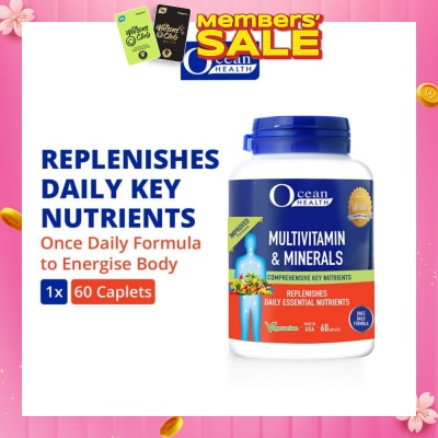 OCEAN HEALTH Multivitamin & Minerals Caplet (Supports Immunity & Energy Production, Replenishes Daily Nutrients + Vegetarian) 60s