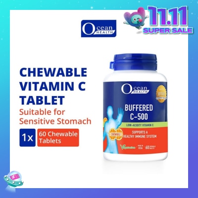 OCEAN HEALTH Buffered C-500 Chewable Tablet (For Immunity + Chewable Vitamin C Tablet + Vegetarian) 60s