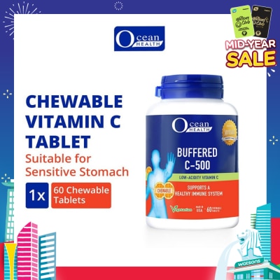 OCEAN HEALTH Buffered C-500 Chewable Tablet (For Immunity + Chewable Vitamin C Tablet + Vegetarian) 60s