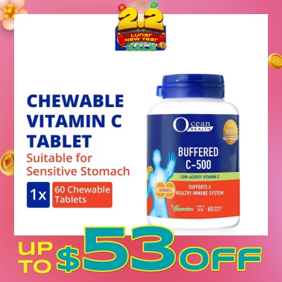 OCEAN HEALTH Buffered C-500 Chewable Tablet (For Immunity + Chewable Vitamin C Tablet + Vegetarian) 60s