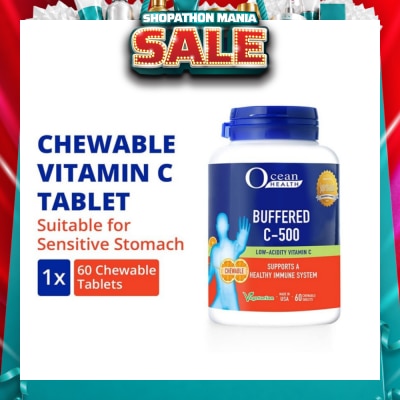 OCEAN HEALTH - Buffered C-500 Chewable Tablet (For Immunity + Chewable Vitamin C Tablet + Vegetarian) 60s