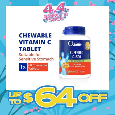 OCEAN HEALTH - Buffered C-500 Chewable Tablet (For Immunity + Chewable Vitamin C Tablet + Vegetarian) 60s