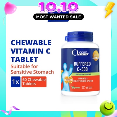 OCEAN HEALTH Buffered C 500 Chewable Tablet (For Immunity + Chewable Vitamin C Tablet + Vegetarian) 60s image