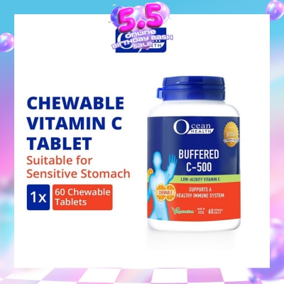 OCEAN HEALTH - Buffered C-500 Chewable Tablet (For Immunity + Chewable Vitamin C Tablet + Vegetarian) 60s