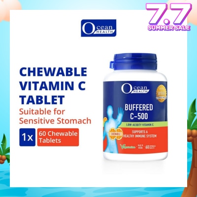 OCEAN HEALTH Buffered C-500 Chewable Tablet (For Immunity + Chewable Vitamin C Tablet + Vegetarian) 60s
