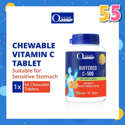 OCEAN HEALTH Buffered C-500 Chewable Tablet (For Immunity + Chewable Vitamin C Tablet + Vegetarian) 60s