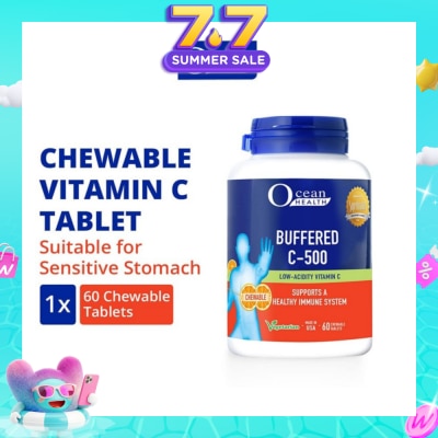 OCEAN HEALTH - Buffered C-500 Chewable Tablet (For Immunity + Chewable Vitamin C Tablet + Vegetarian) 60s