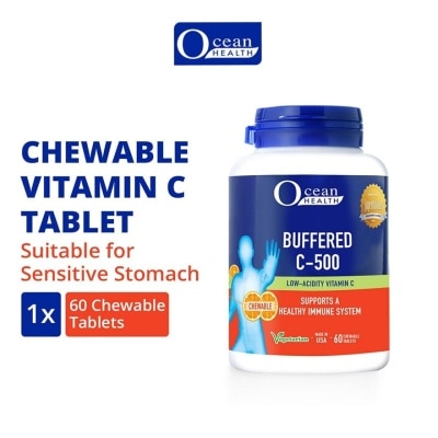 OCEAN HEALTH Buffered C-500 Chewable Tablet (For Immunity + Chewable Vitamin C Tablet + Vegetarian) 60s