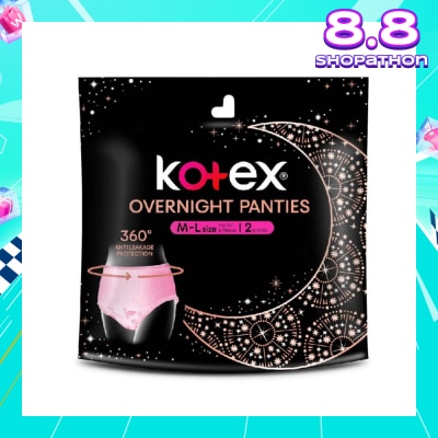 KOTEX Overnight Panties Sleepwell 360° Anti Leakage Protection Size M-L (For Hip 34" & Above) 2s