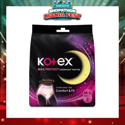 KOTEX - Overnight Panties Sleepwell 360° Anti Leakage Protection Size M-L (For Hip 34" & Above) 2s