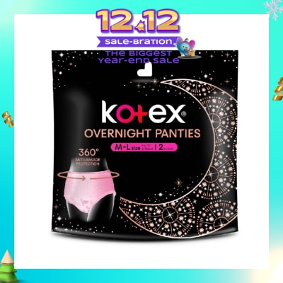 KOTEX Overnight Panties Sleepwell 360° Anti Leakage Protection Size M-L (For Hip 34" & Above) 2s
