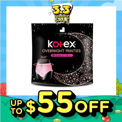 KOTEX Overnight Panties Sleepwell 360° Anti Leakage Protection Size M-L (For Hip 34" & Above) 2s