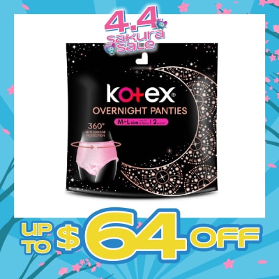 KOTEX - Overnight Panties Sleepwell 360° Anti Leakage Protection Size M-L (For Hip 34" & Above) 2s