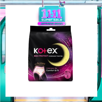 KOTEX Overnight Panties Sleepwell 360° Anti Leakage Protection Size M L (For Hip 34" & Above) 2s image