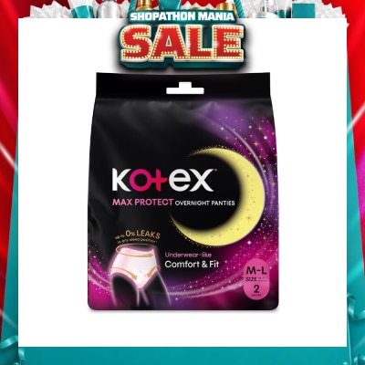 KOTEX - Overnight Panties Sleepwell 360° Anti Leakage Protection Size M-L (For Hip 34" & Above) 2s
