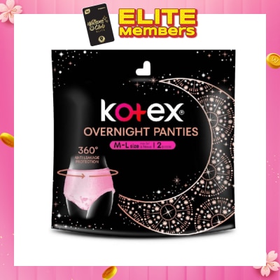 KOTEX Overnight Panties Sleepwell 360° Anti Leakage Protection Size M-L (For Hip 34" & Above) 2s