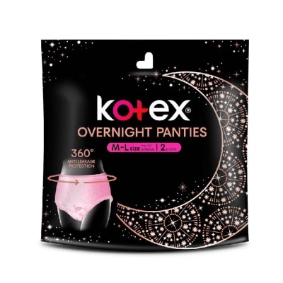 KOTEX Overnight Panties Sleepwell 360° Anti Leakage Protection Size M-L (For Hip 34" & Above) 2s