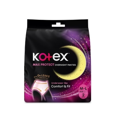 KOTEX - Overnight Panties Sleepwell 360° Anti Leakage Protection Size M-L (For Hip 34" & Above) 2s