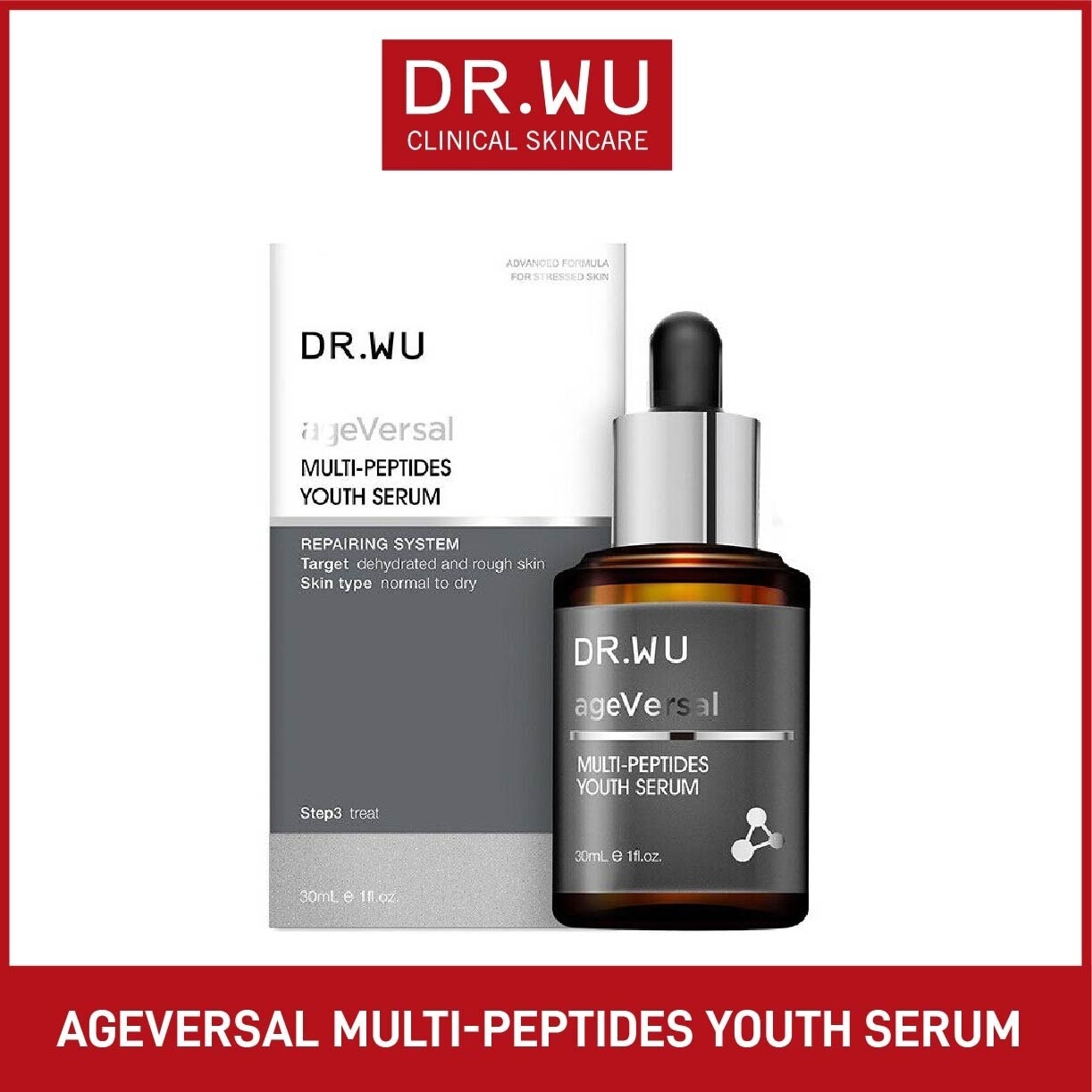 Ageversal Multi-Peptides Youth Serum (Effective Anti Aging Solution That Delivers Youthful Looking Skin) 30ml