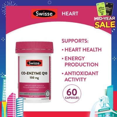 SWISSE Ultiboost Co-Enzyme Q10 Capsule (For Maintaining Heart & Cardiovascular Health) 60s