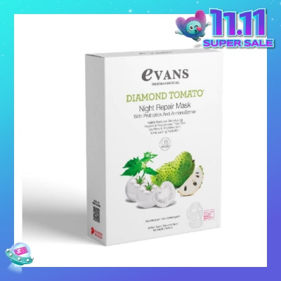 EVANS Diamond Tomato Night Repair Face Mask with Probiotics & AnnonaSense (Repairs & Rejuvenates Tired Skin) 5s
