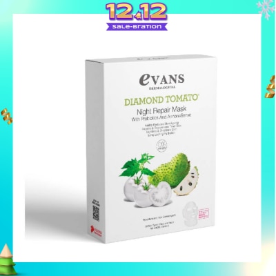EVANS Diamond Tomato Night Repair Face Mask with Probiotics & AnnonaSense (Repairs & Rejuvenates Tired Skin) 5s