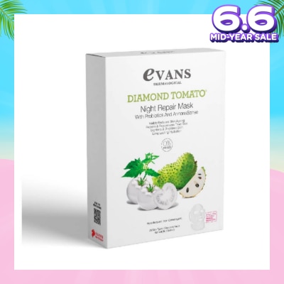 EVANS Diamond Tomato Night Repair Face Mask with Probiotics & AnnonaSense (Repairs & Rejuvenates Tired Skin) 5s