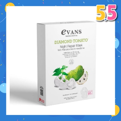 EVANS Diamond Tomato Night Repair Face Mask with Probiotics & AnnonaSense (Repairs & Rejuvenates Tired Skin) 5s