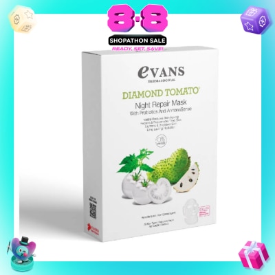EVANS - Diamond Tomato Night Repair Face Mask with Probiotics & AnnonaSense (Repairs & Rejuvenates Tired Skin) 5s