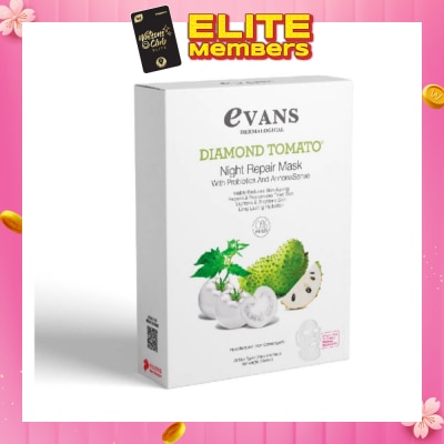 EVANS Diamond Tomato Night Repair Face Mask with Probiotics & AnnonaSense (Repairs & Rejuvenates Tired Skin) 5s