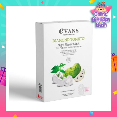 EVANS Diamond Tomato Night Repair Face Mask with Probiotics & AnnonaSense (Repairs & Rejuvenates Tired Skin) 5s