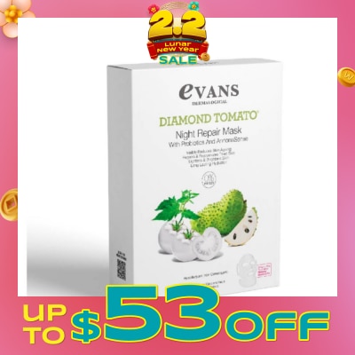 EVANS Diamond Tomato Night Repair Face Mask with Probiotics & AnnonaSense (Repairs & Rejuvenates Tired Skin) 5s