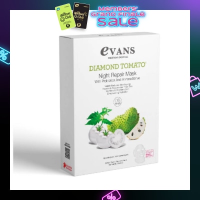 EVANS Diamond Tomato Night Repair Face Mask with Probiotics & AnnonaSense (Repairs & Rejuvenates Tired Skin) 5s