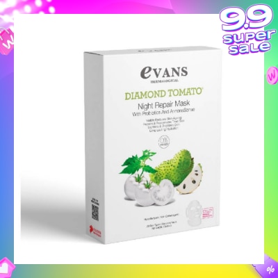 EVANS Diamond Tomato Night Repair Face Mask with Probiotics & AnnonaSense (Repairs & Rejuvenates Tired Skin) 5s
