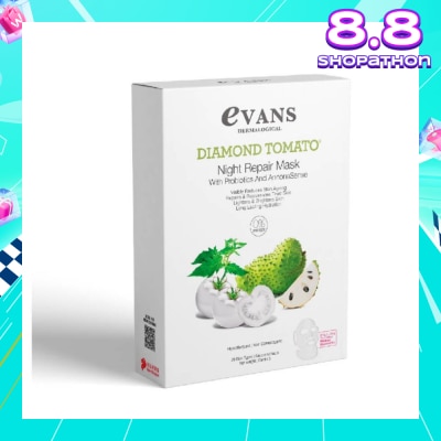 EVANS Diamond Tomato Night Repair Face Mask with Probiotics & AnnonaSense (Repairs & Rejuvenates Tired Skin) 5s