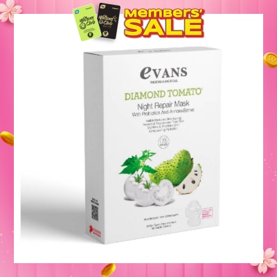 EVANS Diamond Tomato Night Repair Face Mask with Probiotics & AnnonaSense (Repairs & Rejuvenates Tired Skin) 5s