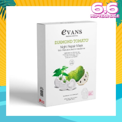 EVANS Diamond Tomato Night Repair Face Mask with Probiotics & AnnonaSense (Repairs & Rejuvenates Tired Skin) 5s