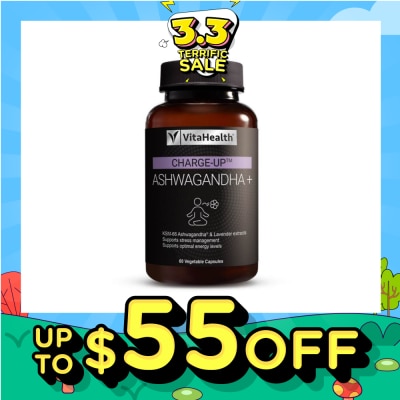 VITAHEALTH CHARGE-UP Ashwagandha+ Vegetable Capsule (Support Stress Management & Optimal Energy Level) 60s