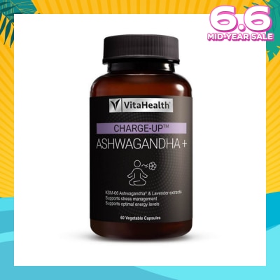 VITAHEALTH CHARGE-UP Ashwagandha+ Vegetable Capsule (Support Stress Management & Optimal Energy Level) 60s