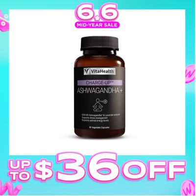 VITAHEALTH - CHARGE-UP Ashwagandha+ Vegetable Capsule (Support Stress Management & Optimal Energy Level) 60s