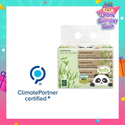 WATSONS Forest Friendly 3ply Panda Bamboo Tissue Sheet 50s x 4 pack