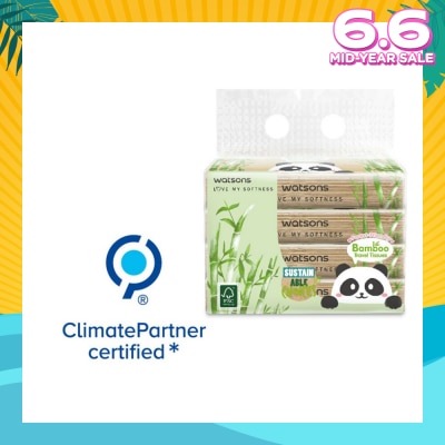 WATSONS Forest Friendly 3ply Panda Bamboo Tissue Sheet 50s x 4 pack