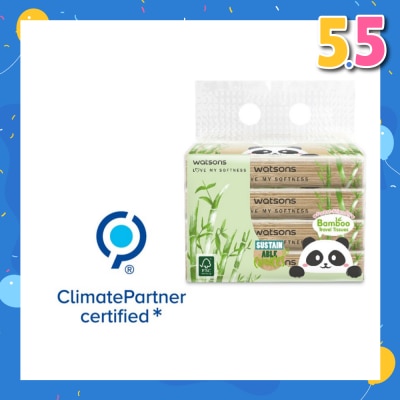 WATSONS Forest Friendly 3ply Panda Bamboo Tissue Sheet 50s x 4 pack